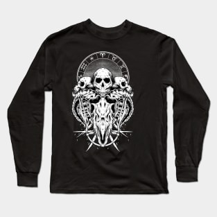 Aries skull zodiak Dark art series Long Sleeve T-Shirt